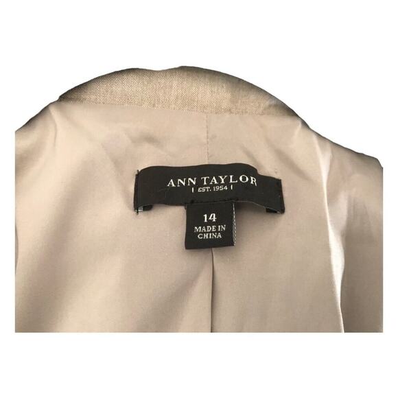 Ann Taylor Blazer Size 14 Grey Wool Blend Suit Jacket Long Sleeve Open Front - Picture 8 of 11